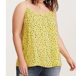 Torrid Yellow Floral Lace UP Back Top